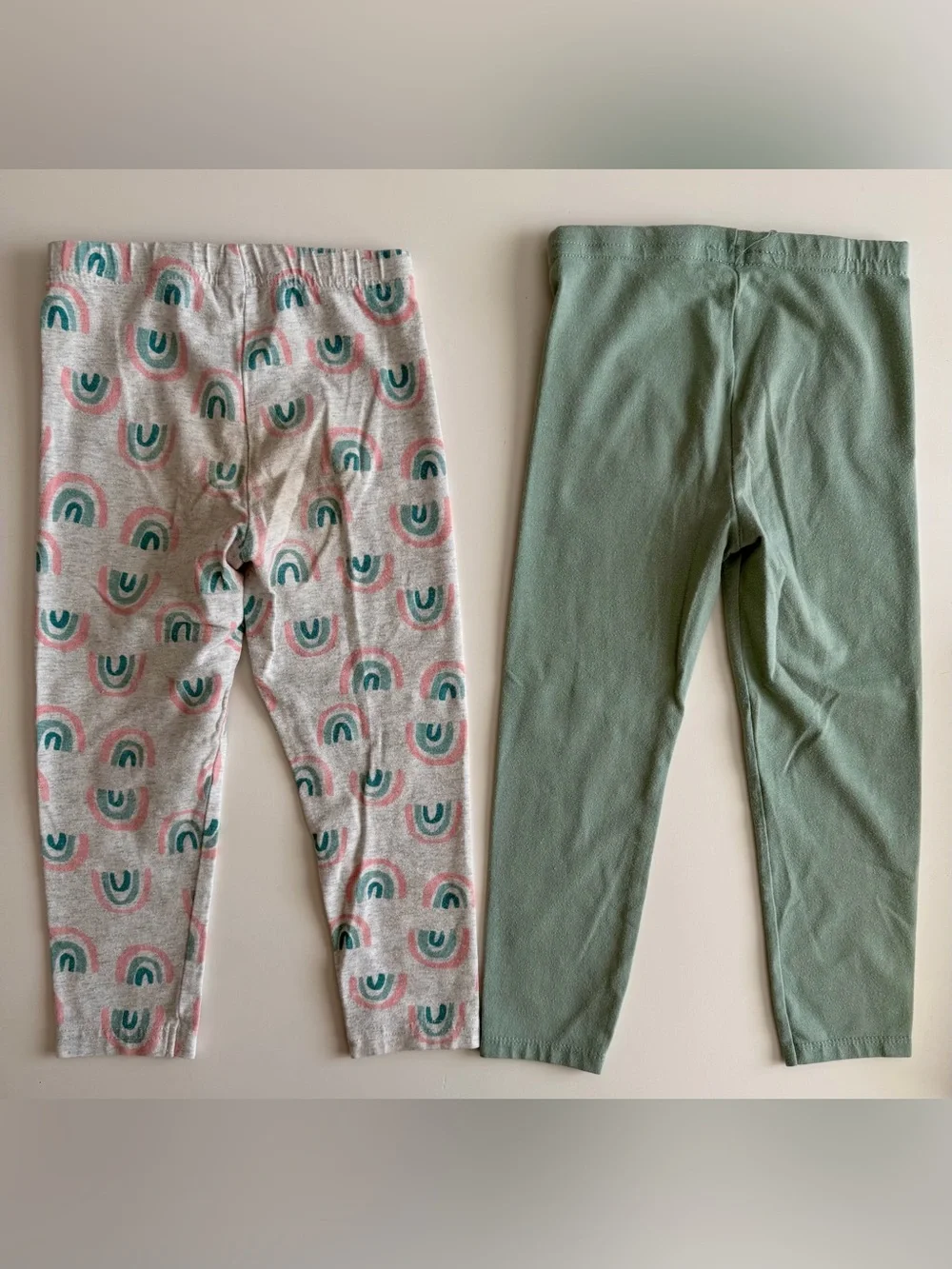 3T Leggings Lot 6 Pair-strawberry, flowers, rainbows, denim, green, check